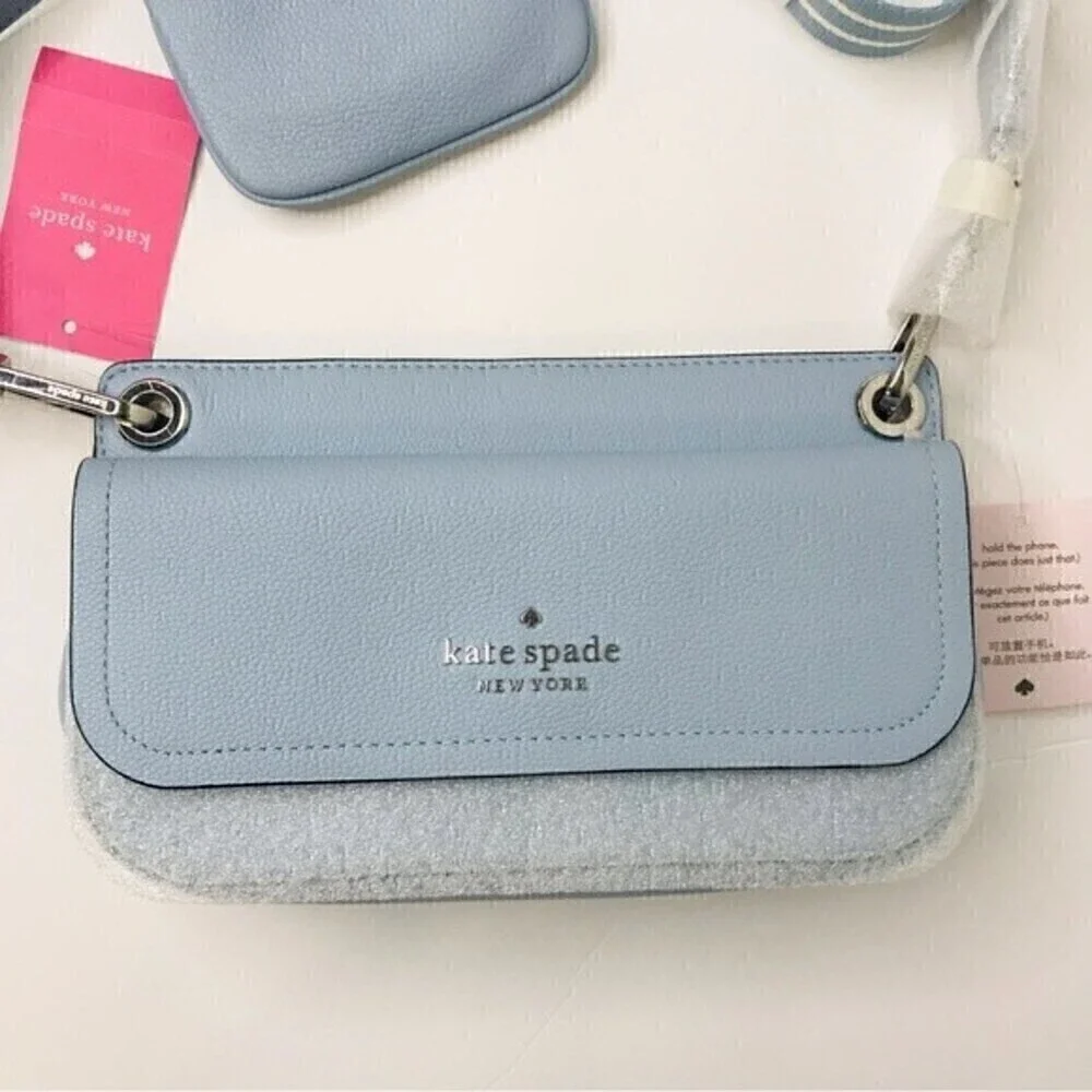New! Kate Spade Rosie Small Flap Pebbled Leather Ocean Fog Crossbody Bag